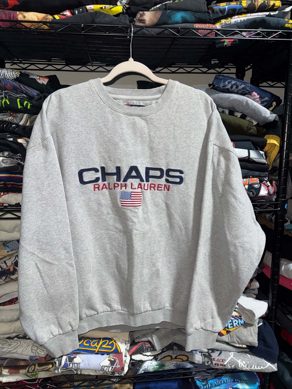 Vintage 90s Chaps Ralph Lauren Embroidered Gray Crewneck Size Xl